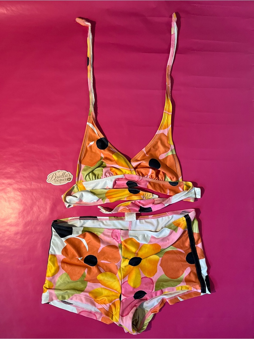 Women’s Floral Crop Bikini Top & Shorts Set in Multicolor